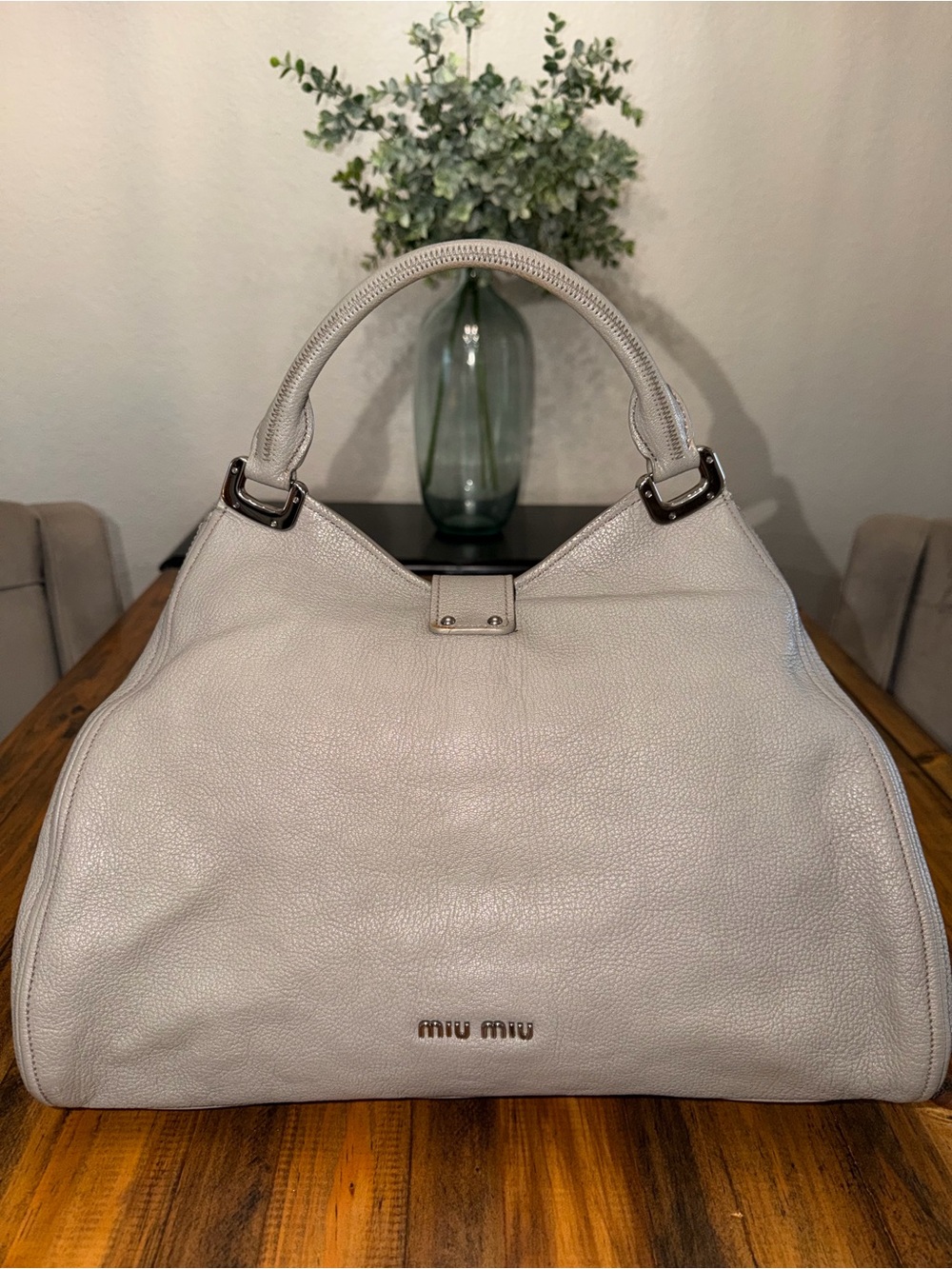 MIU MIU Grey Leather Shoulder Bag - Picture 16 of 16